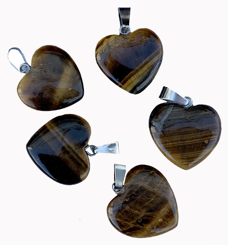 Pendentif coeur Oeil de tigre x5