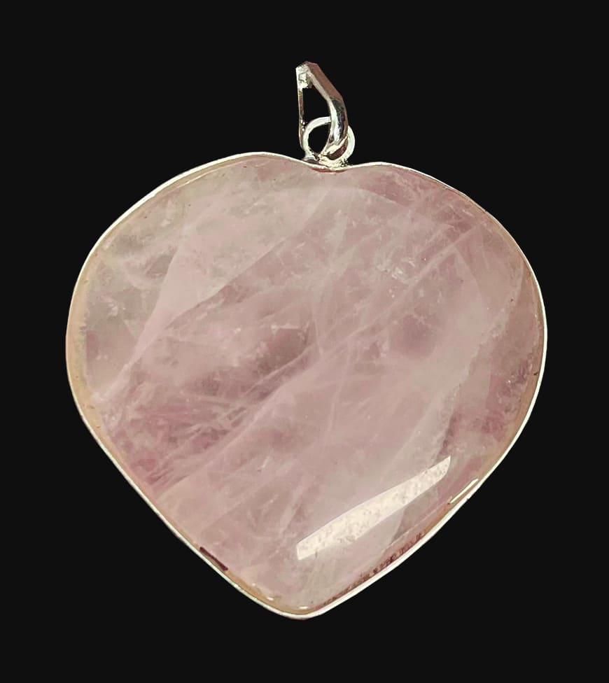 Pendentif Coeur Quartz Rose 40mm