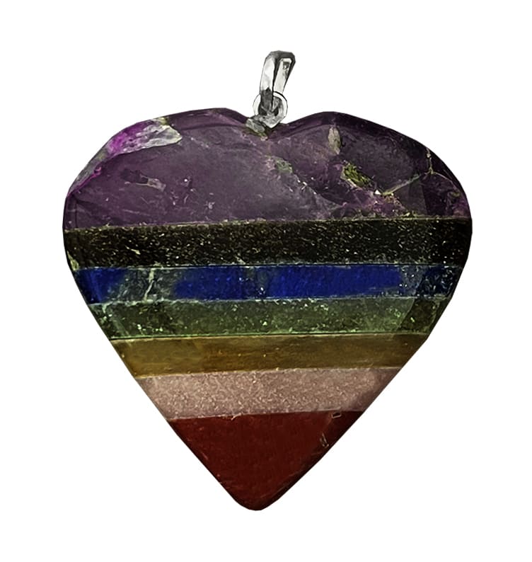 Pendentif Coeur 7 Chakras 40mm 