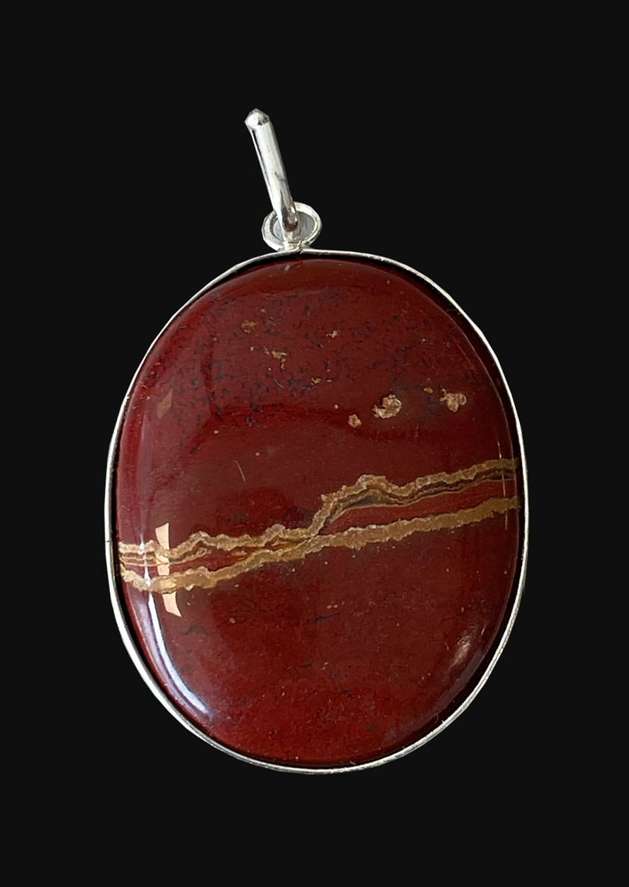 Pendentif ovale Jaspe Rouge 4cm
