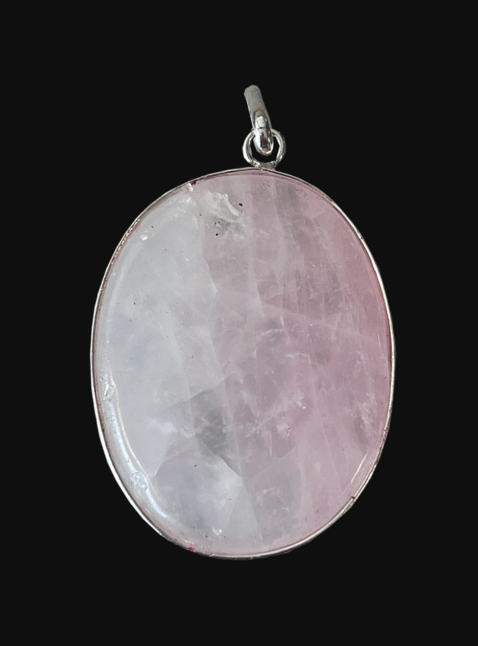 Collier Ethnique Fait Main, Pendentif Ovale En Kunzite Rose, Chaîne Marquise, 18 Pouces