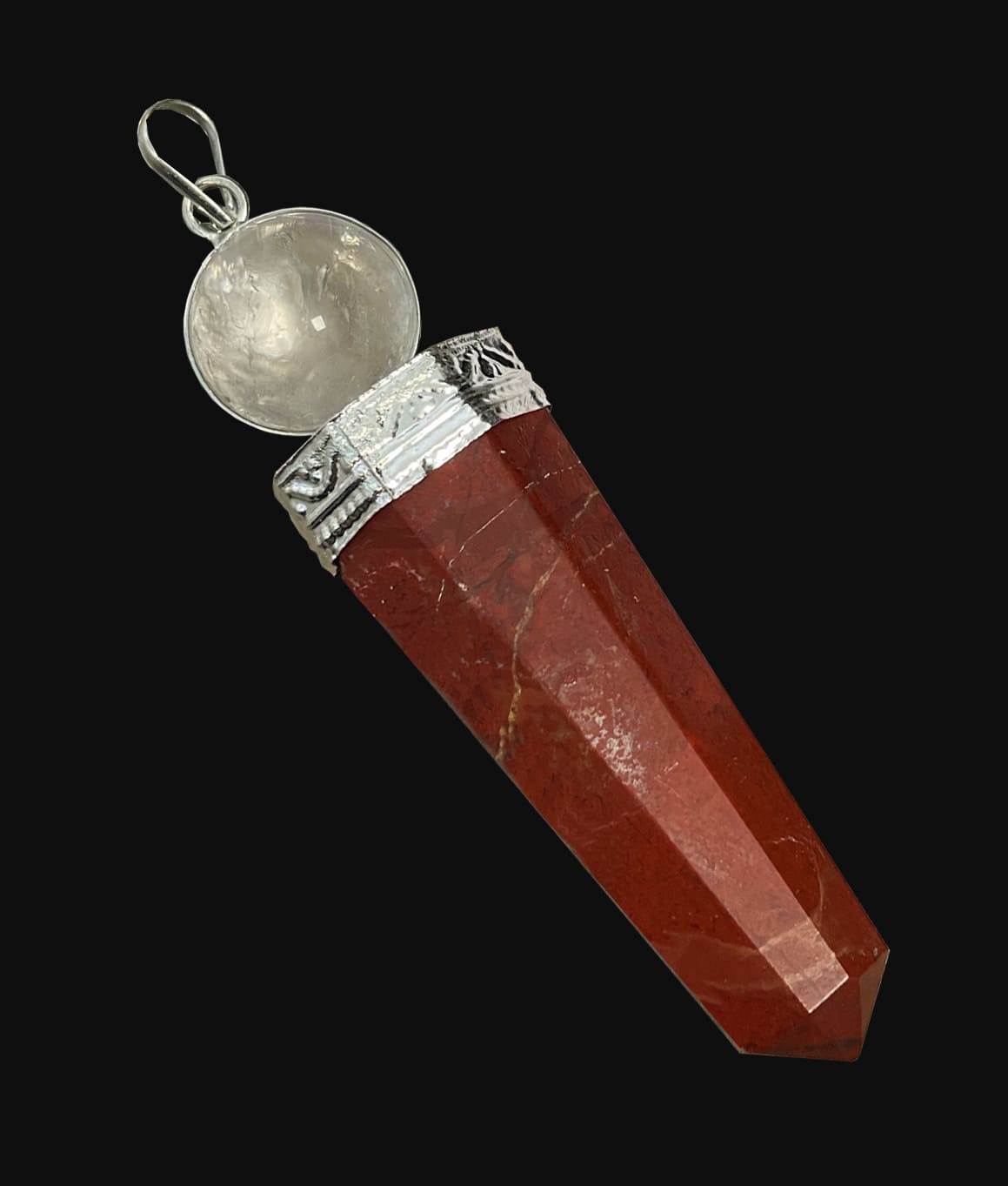 Anhänger Jaspe Rot und Roche Cristal 7cm