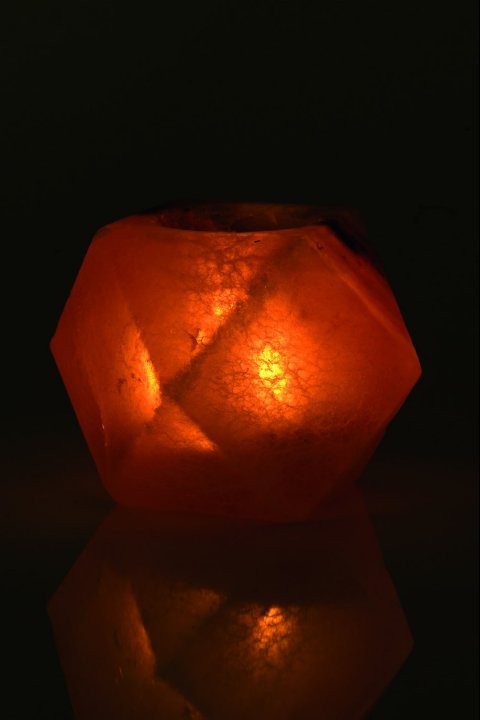 Bougeoir en Cristal de Sel Naturel Diamant 600g chez Arabesk|fr