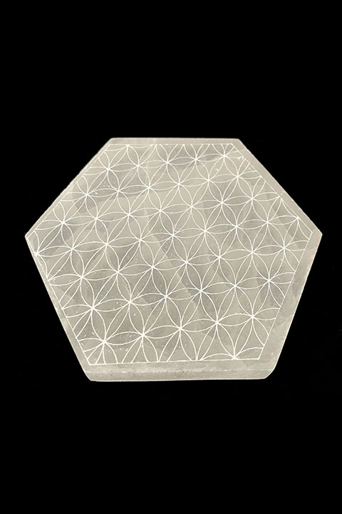 Support Hexagonal Fleur de Vie en Sélénite 8cm