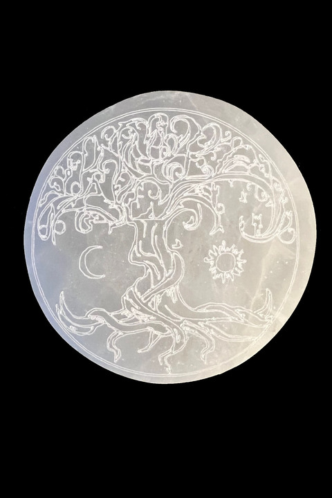 Support Circulaire Arbre de Vie en Sélénite 8cm 130g
