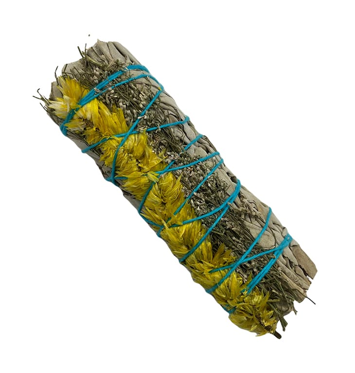 Sauge blanche californie & Pétales de Fleurs Jaunes fagot 25-30g 10cm 
