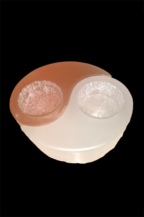 Bougeoir Yin Yang en Sélénite 10cm 700g chez Arabesk