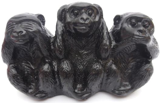 Singes de la sagesse en resine noir 7cm