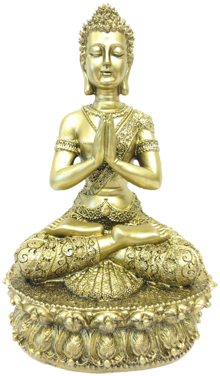 Bouddha du tibet meditation sur lotus or 35cm