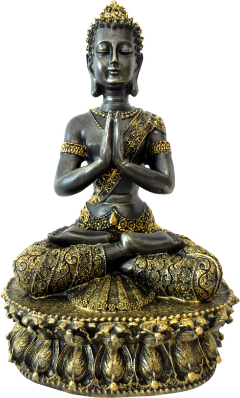Bouddha du tibet meditation noir & or 35cm