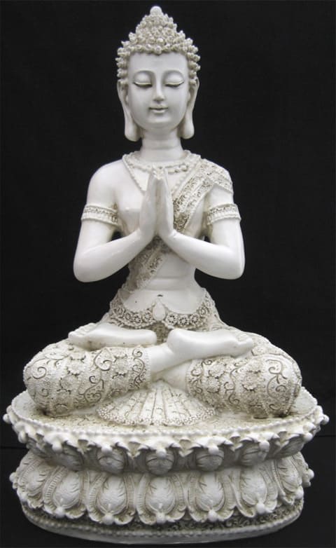 Bouddha du tibet meditation blanc 35cm