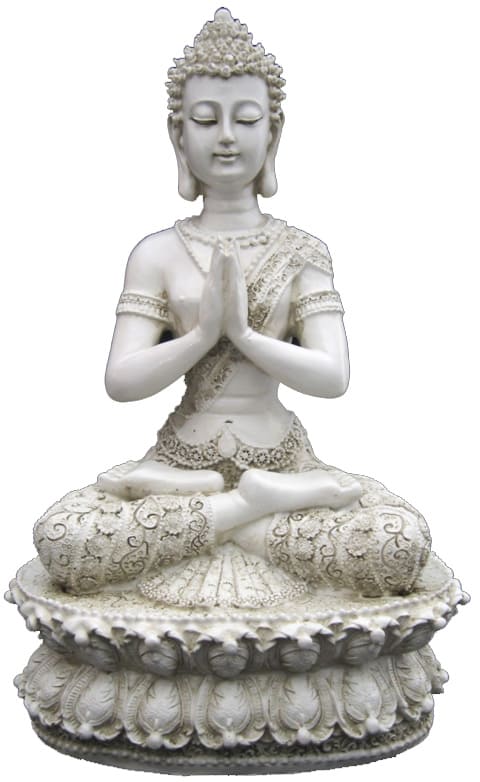 Bouddha du tibet meditation blanc 35cm