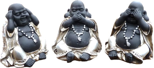 Set de 3 bouddhas rieurs sagesse 8.5x8cm