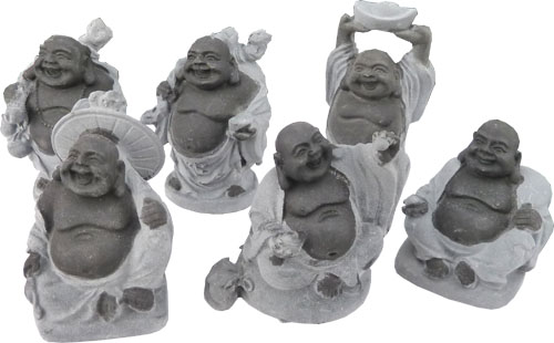 Bouddha chinois set de 6 noir & gris