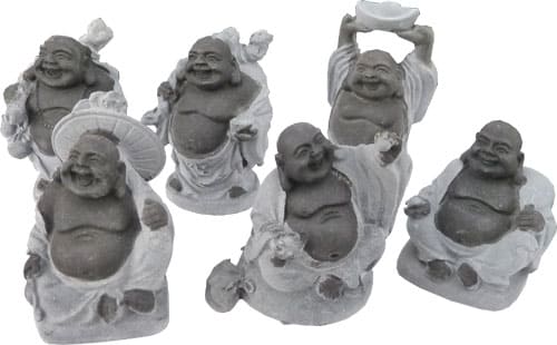 Chinesischer Buddha 6er Set schwarz & grau