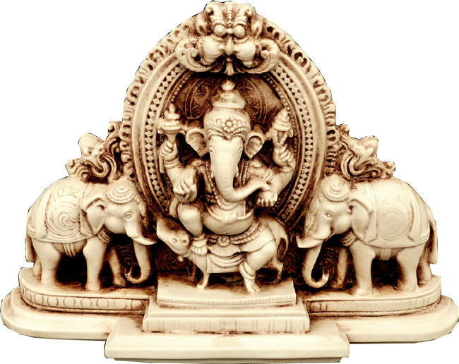 Statue ganesh résine 2 éléphants 20cm