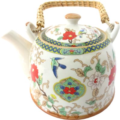 Théière blanche fleurs colorées porcelaine