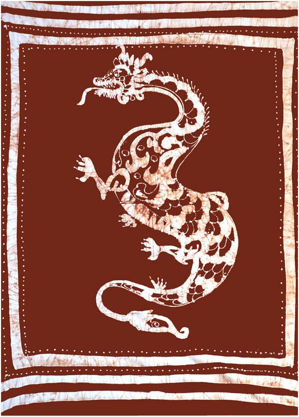 Tenture Batik Dragon Marron