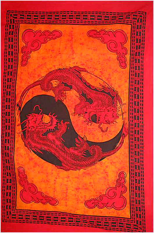 Tenture Batik Ying Yang Dragon