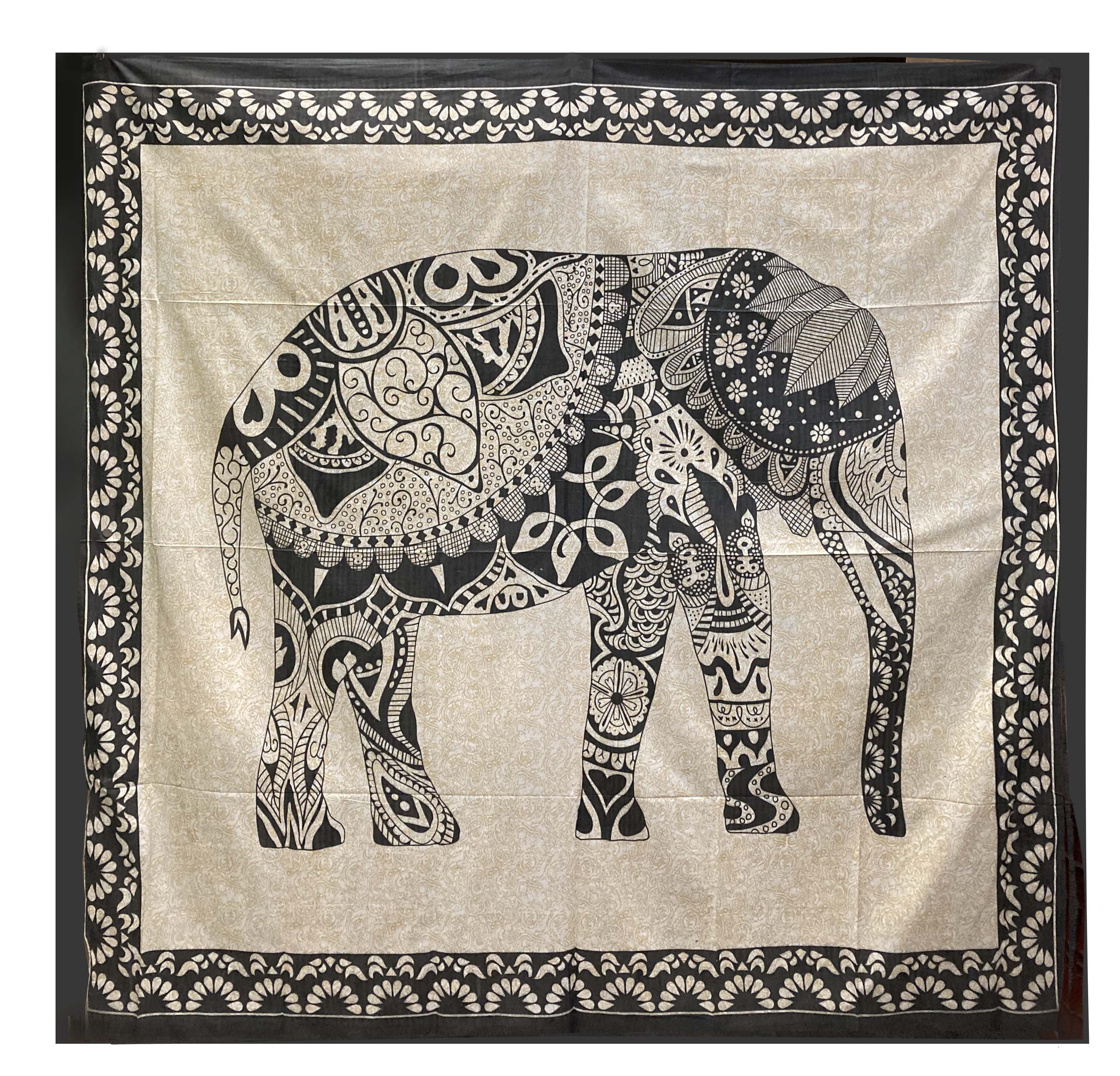 Tenture Eléphant Noir & Blanc