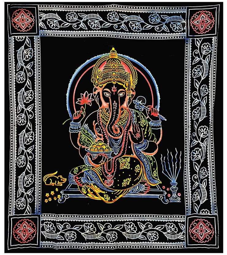 Tenture Murale Peinte De Ganesha Indien, Dieu Éléphant Hindou Dansant Décor