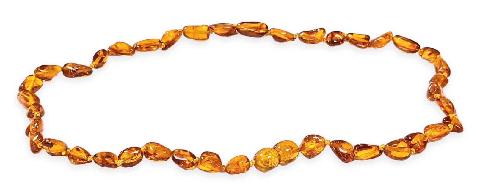 Collier adulte olive  Ambre Baltique  Cognac 45cm