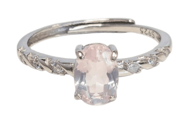 Bague Argent 925 Ajustable Quartz Rose AAA 5x7mm chez Arabesk|fr