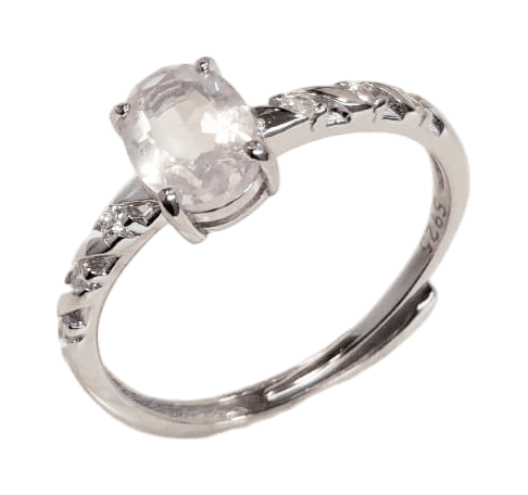 Bague Argent 925 Ajustable Quartz Rose AAA 5x7mm chez Arabesk