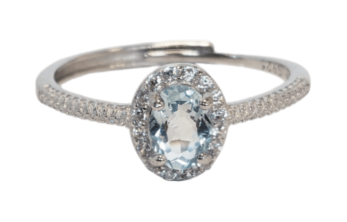 Bague Argent 925 Ajustable Aigue Marine AAA 4x6mm chez Arabesk|fr