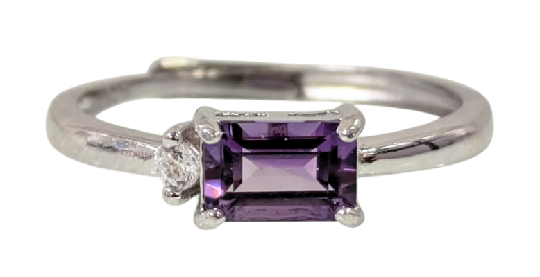 Bague Argent 925 Ajustable Amethyste AAA 4X6mm chez Arabesk|fr