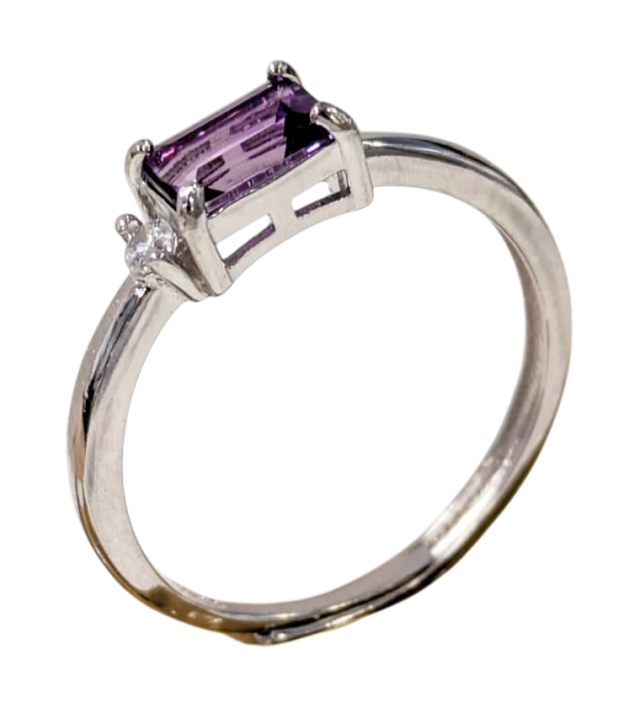 Bague Argent 925 Ajustable Amethyste AAA 4X6mm chez Arabesk