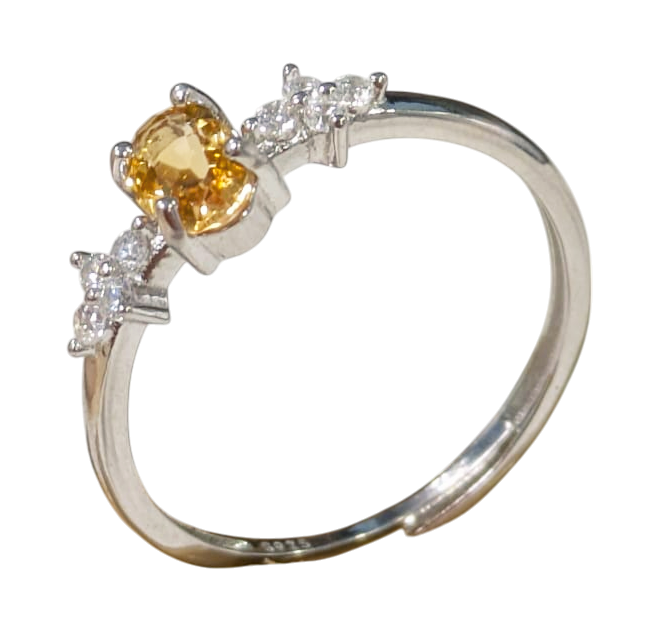 Bague Argent 925 Ajustable Citrine Naturelle AAA 4x6mm chez Arabesk