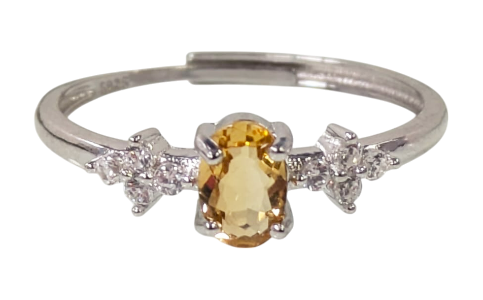 Bague Argent 925 Ajustable Citrine Naturelle AAA 4x6mm chez Arabesk|fr