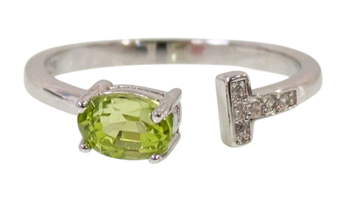 Bague Argent 925 Ajustable Péridot AAA 4x6mm chez Arabesk|fr