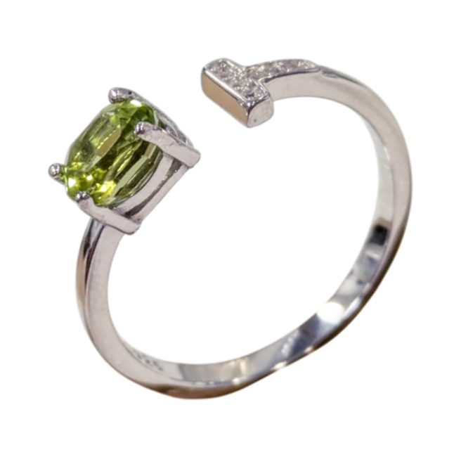 Bague Argent 925 Ajustable Péridot AAA 4x6mm chez Arabesk