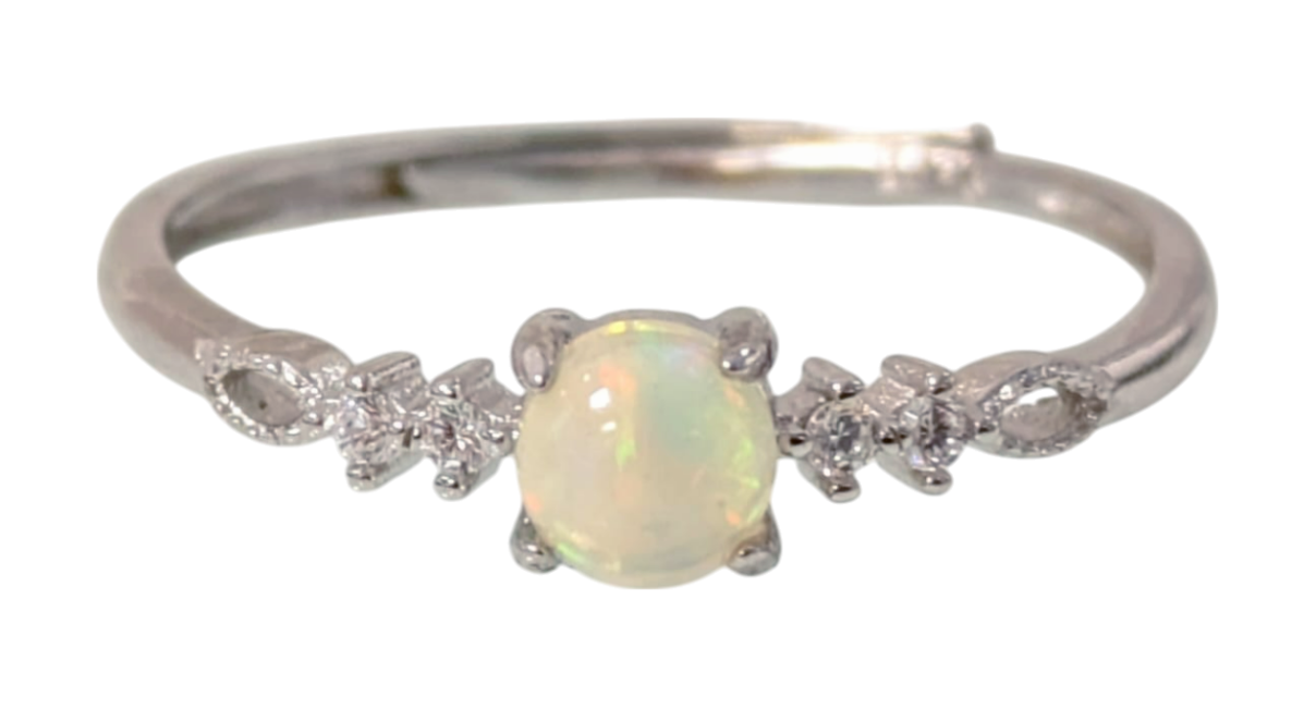 Bague Argent 925 Ajustable Opale AA 4mm chez Arabesk|fr
