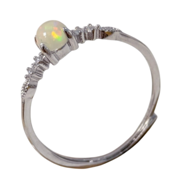 Bague Argent 925 Ajustable Opale AA 4mm chez Arabesk
