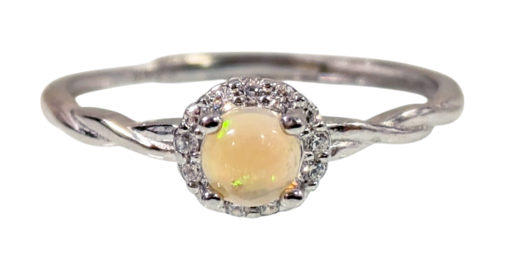 Bague Argent 925 Ajustable Opale AA 4mm chez Arabesk|fr