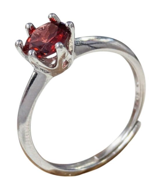 Bague Argent 925 Ajustable Grenat Rouge AAA 6mm chez Arabesk