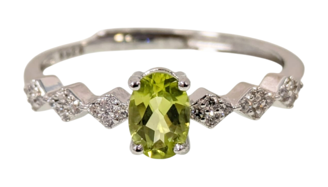 Bague Argent 925 Ajustable Péridot AAA 4x6mm chez Arabesk|fr