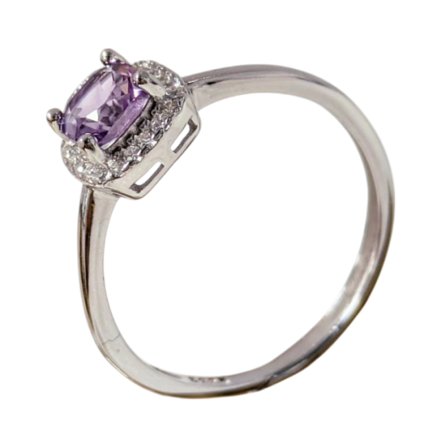 Bague Argent 925 Ajustable Amethyste AAA 5mm chez Arabesk