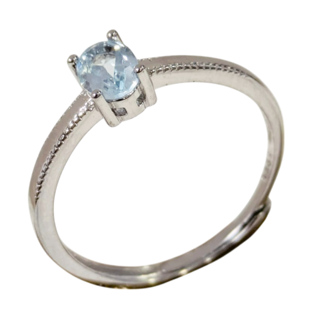Bague Argent 925 Ajustable Topaze Bleue AAA 4x6mm chez Arabesk