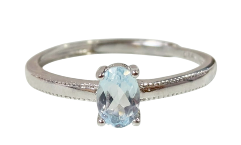 Bague Argent 925 Ajustable Topaze Bleue AAA 4x6mm chez Arabesk|fr