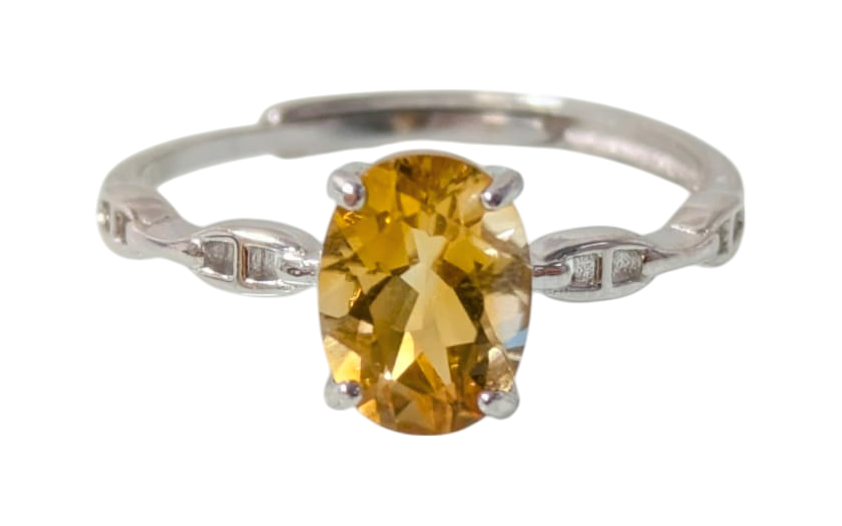 Bague Argent 925 Ajustable Citrine Naturelle AAA 6x8mm chez Arabesk|fr
