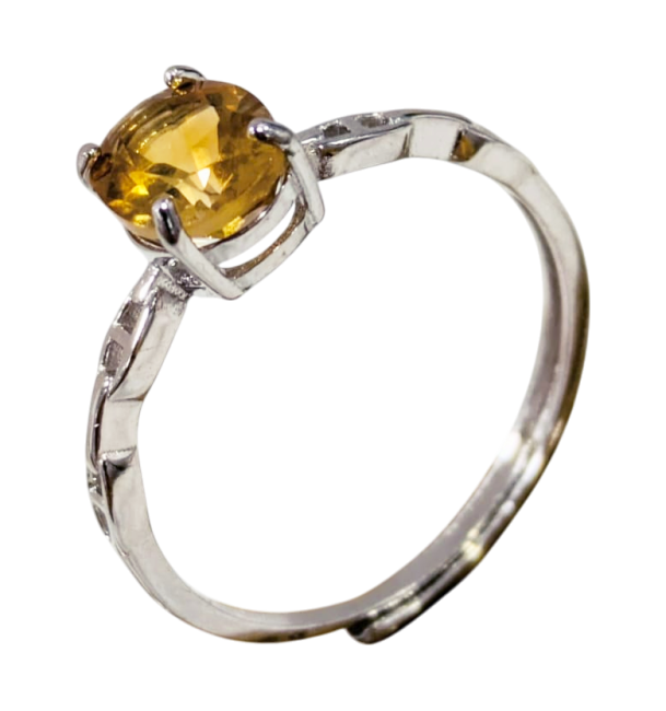 Bague Argent 925 Ajustable Citrine Naturelle AAA 6x8mm chez Arabesk
