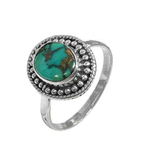 Bague Argent 925 Turquoise de Tibet AA T58 chez Arabesk