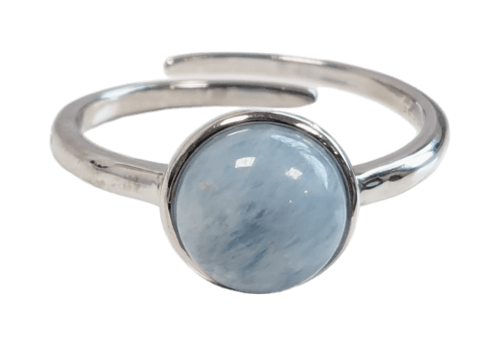 Bague Argent 925 Ajustable Ronde Aigue Marine AA 8mm chez Arabesk|fr