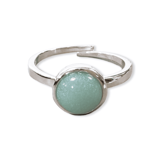 Bague Argent 925 Ajustable Rond Amazonite AA 8mm