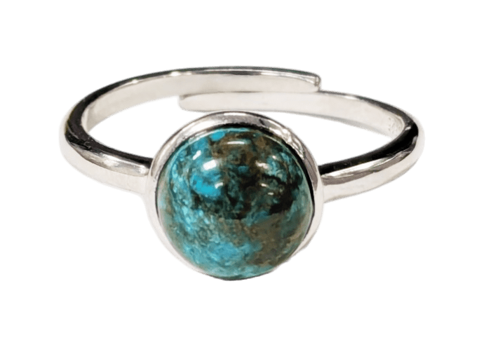Bague Argent 925 Ajustable Ronde Chrysocolle A+ 8mm chez Arabesk|fr