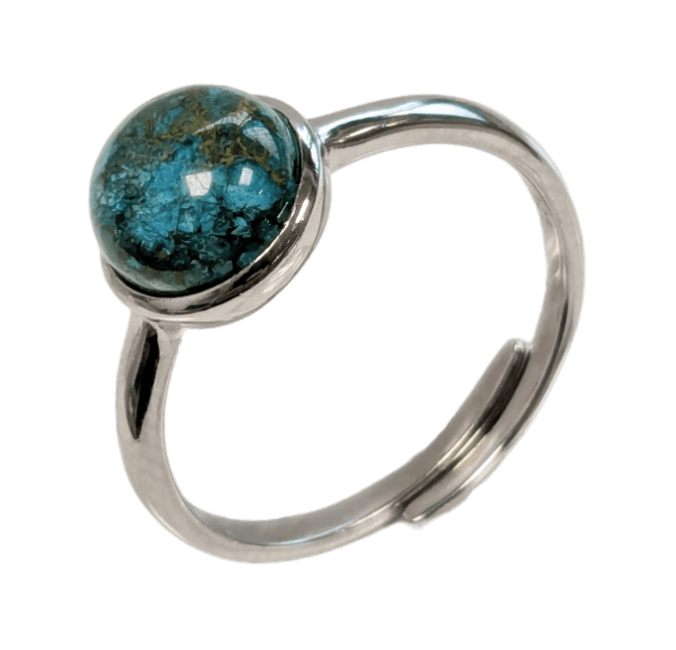 Bague Argent 925 Ajustable Ronde Chrysocolle A+ 8mm chez Arabesk